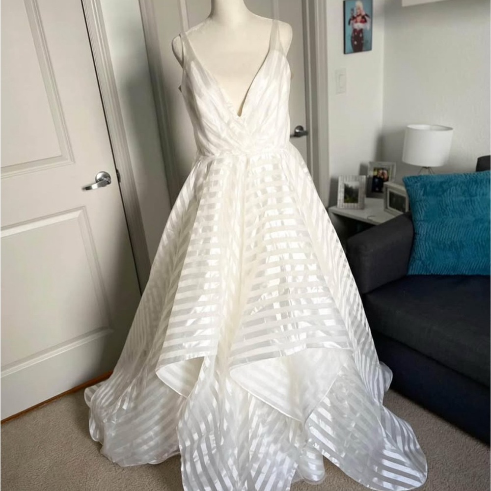 Elegant White Striped Gown